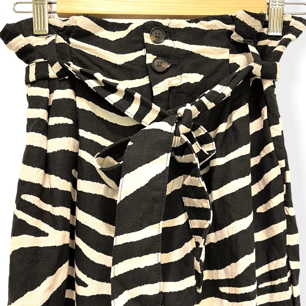 H&M pants, high-waisted paper-bag style, linen